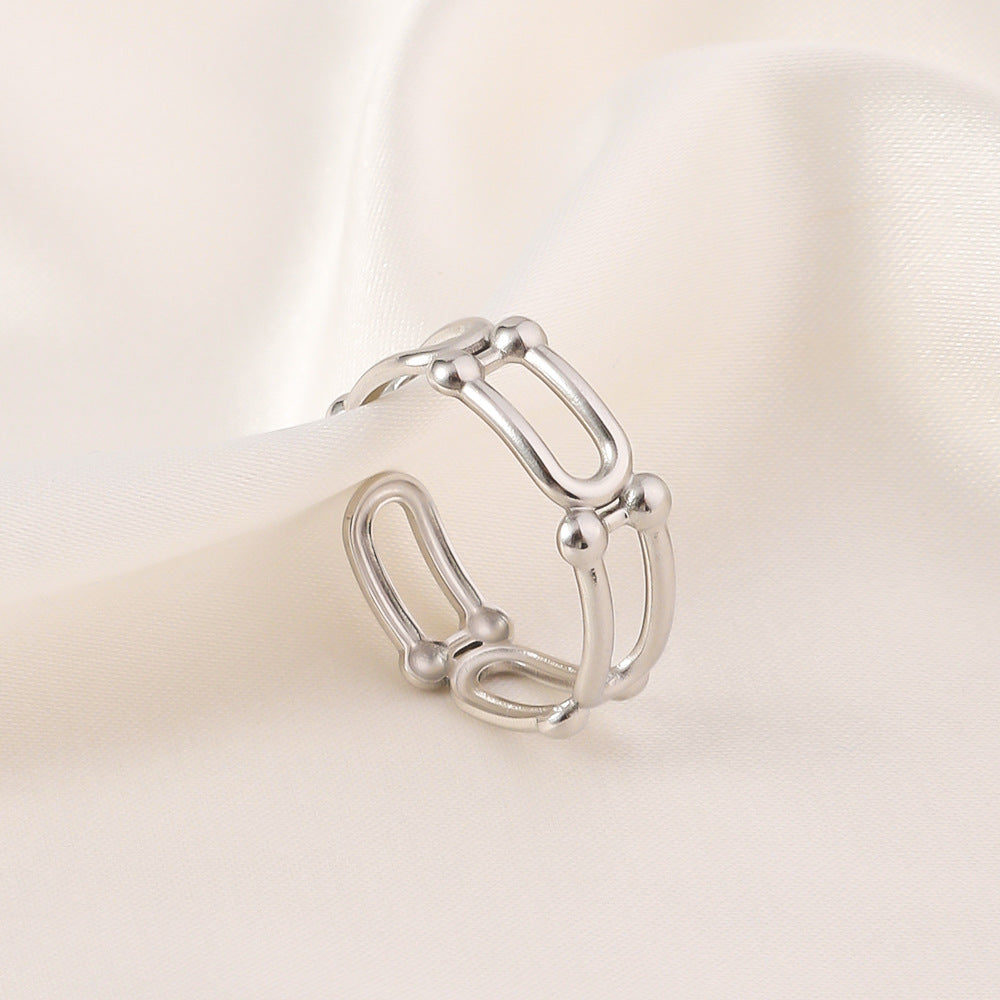 Wholesale Titanium Steel  Ring Opening Ring U-Shaped Retro Ring