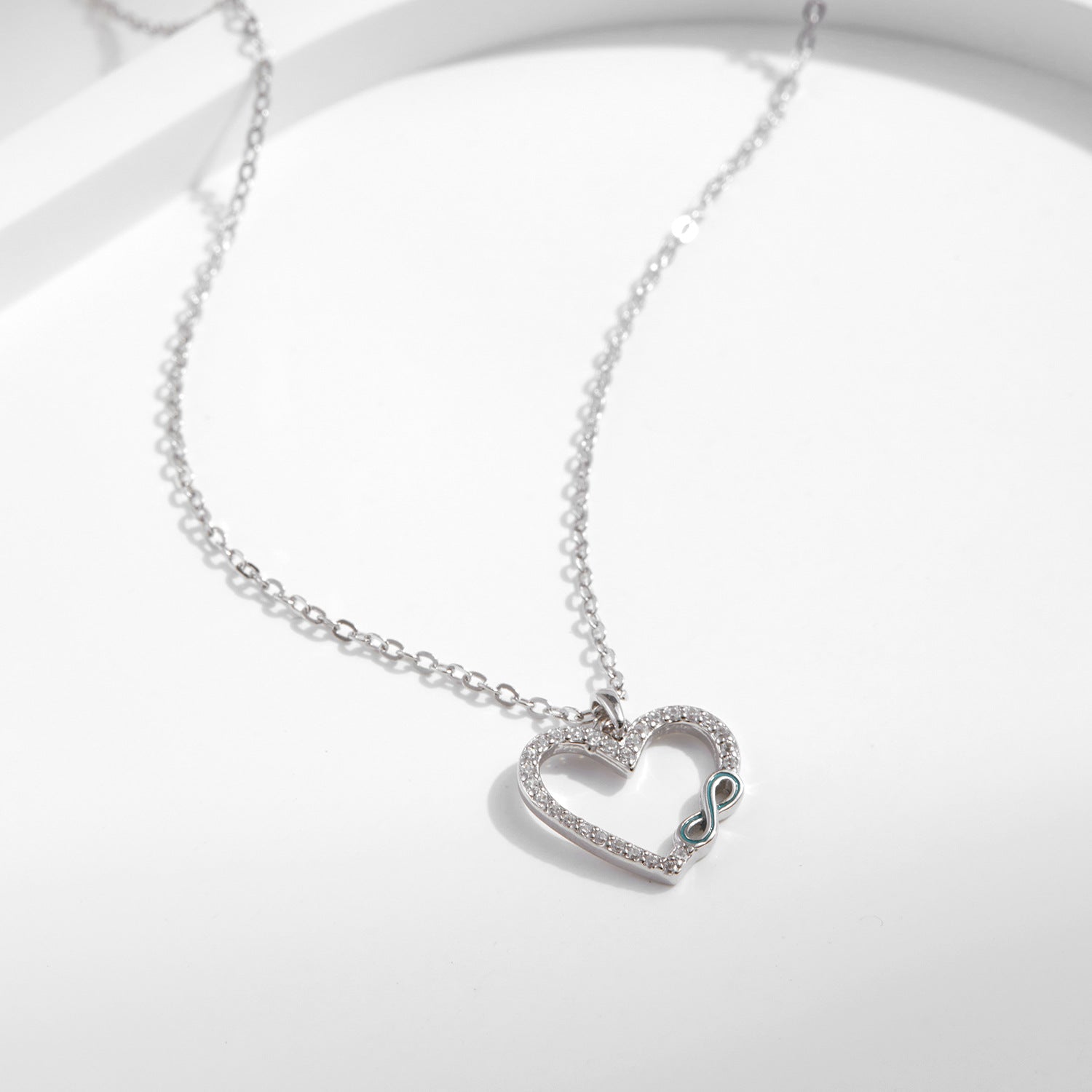 Wholesale S925 silver full diamond heart necklace