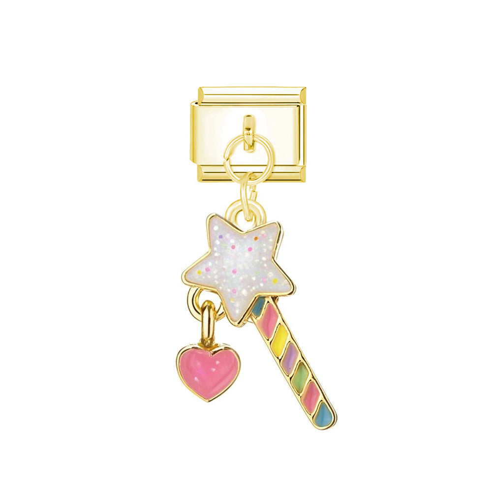 Wholesale Italian Charm Bracelet 9mm DIY Cute Pony Pendant  Creative Stainless Steel Composable Bracelet