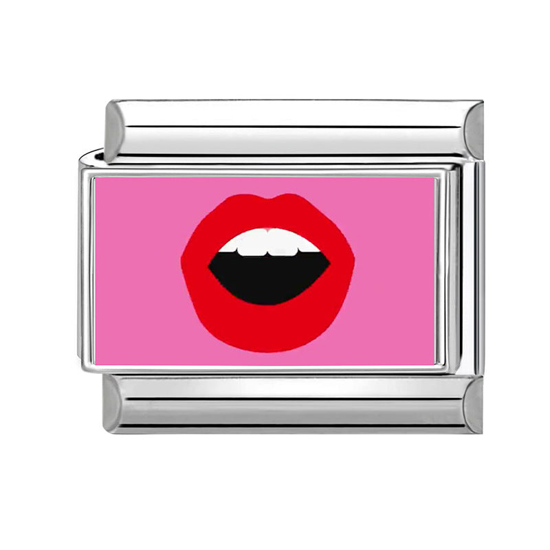 Wholesale Pink series flower  DIY  Single Section Creative Stainless Steel Composable Bracelet