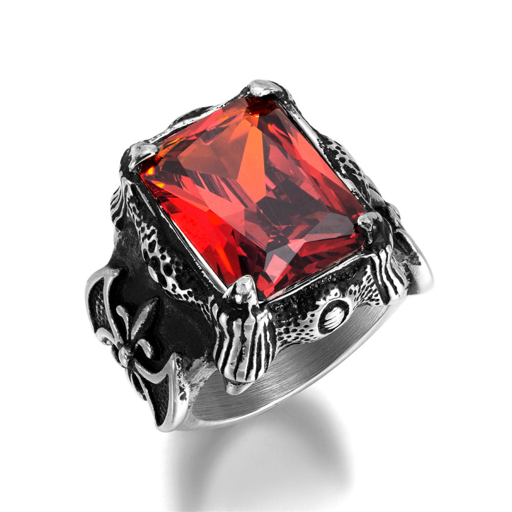 Wholesale Tiger Eye Natural Stone Titanium Steel Gold Stainless Steel Men's Gemstone Ring ACC-RS-Qiaoa001