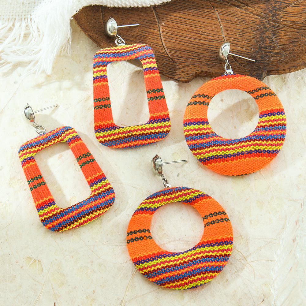 Wholesale Houndstooth Geometric Drop Earrings - Retro Fashion Accessory for Party Wear