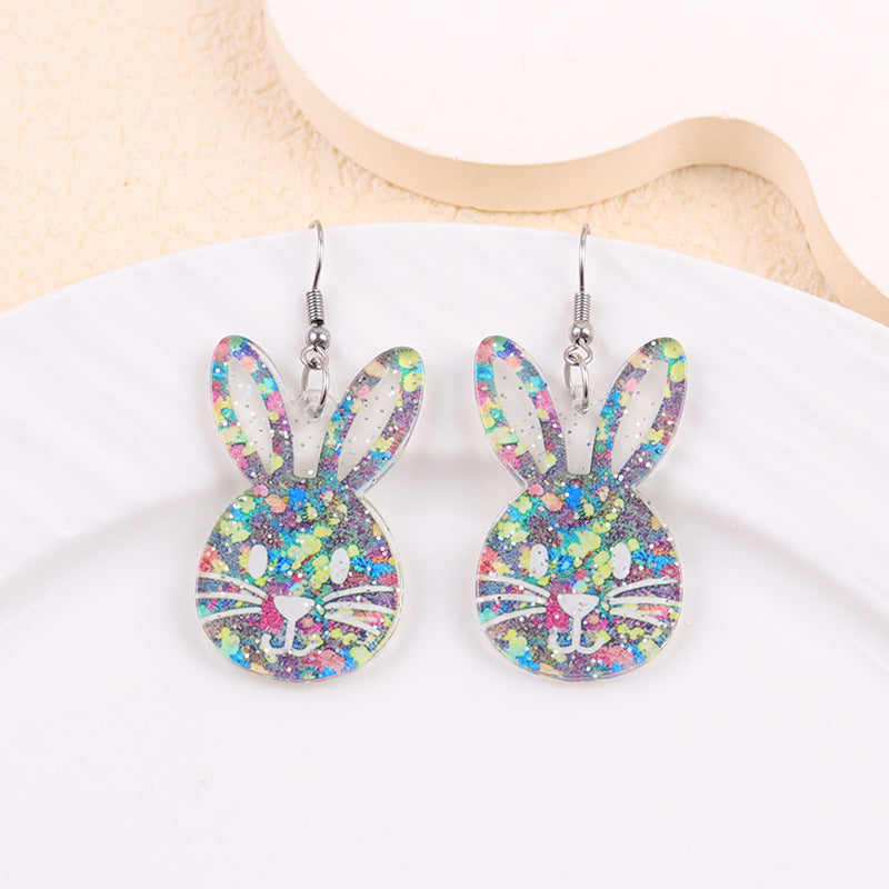 Wholesale 2PCS Acrylic Easter Bunny Egg Earrings
