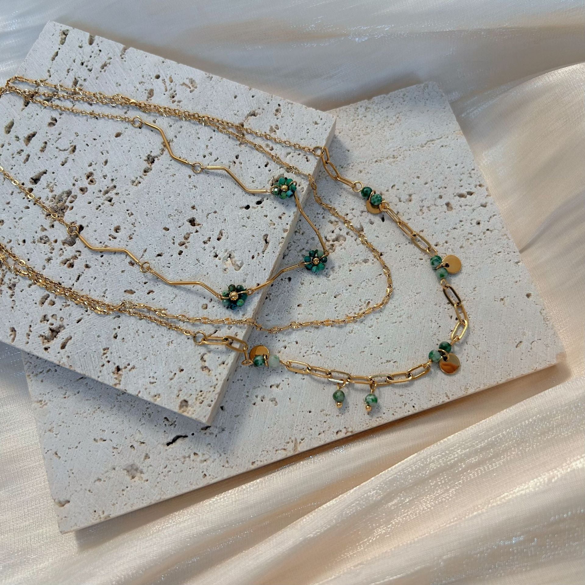 Wholesale Stainless Steel Natural Stone African Turquoise Beaded Necklace