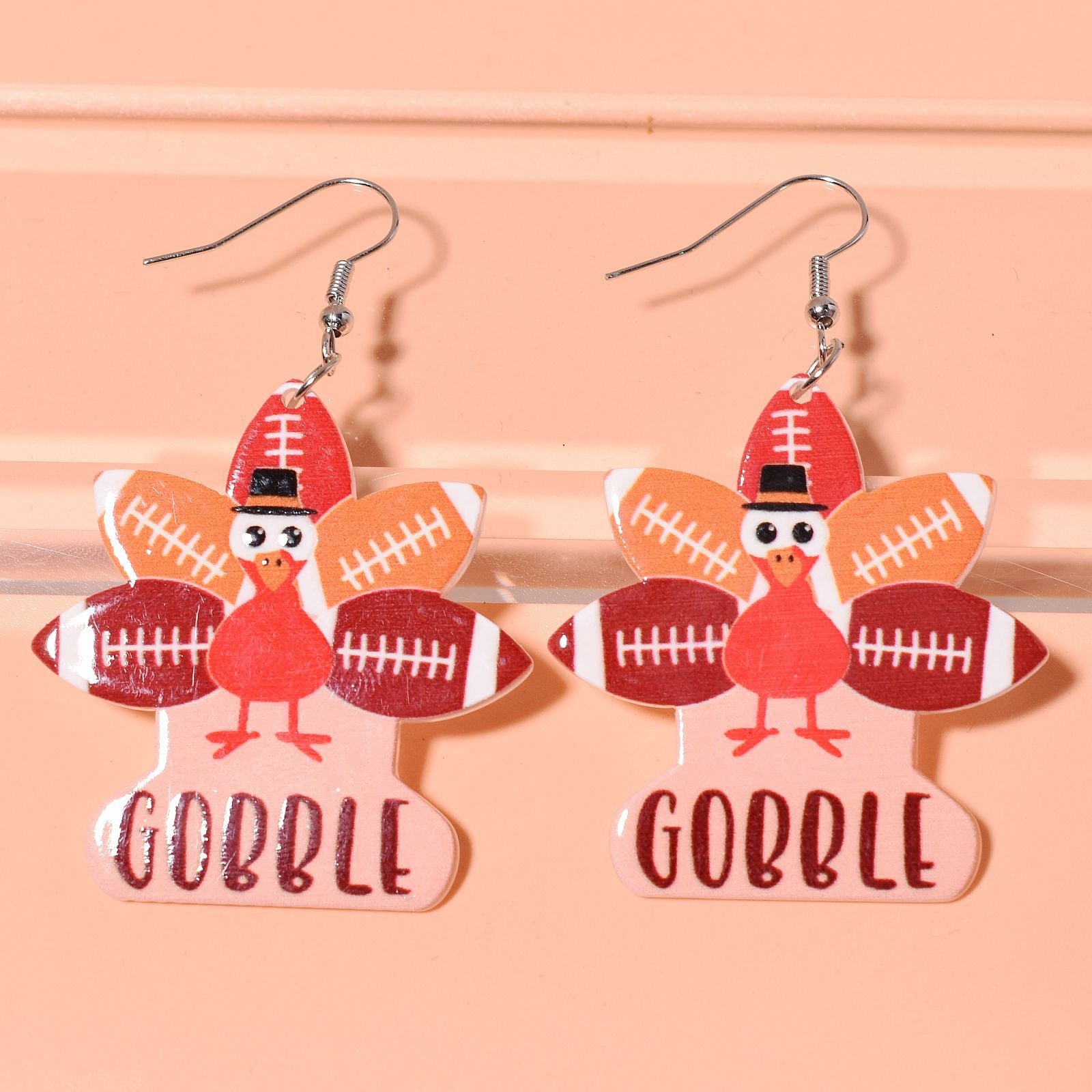Wholesale Thanksgiving Cartoon Turkey Acrylic Earrings ACC-ES-Xunt004