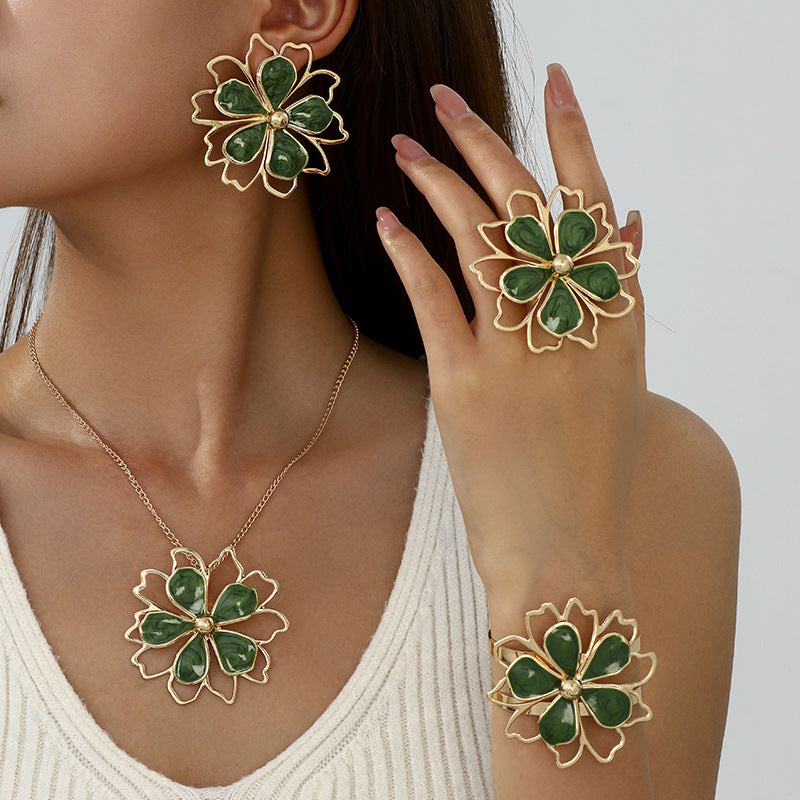 Wholesale Double-Layer Hollow Three-Dimensional Flower Ring
