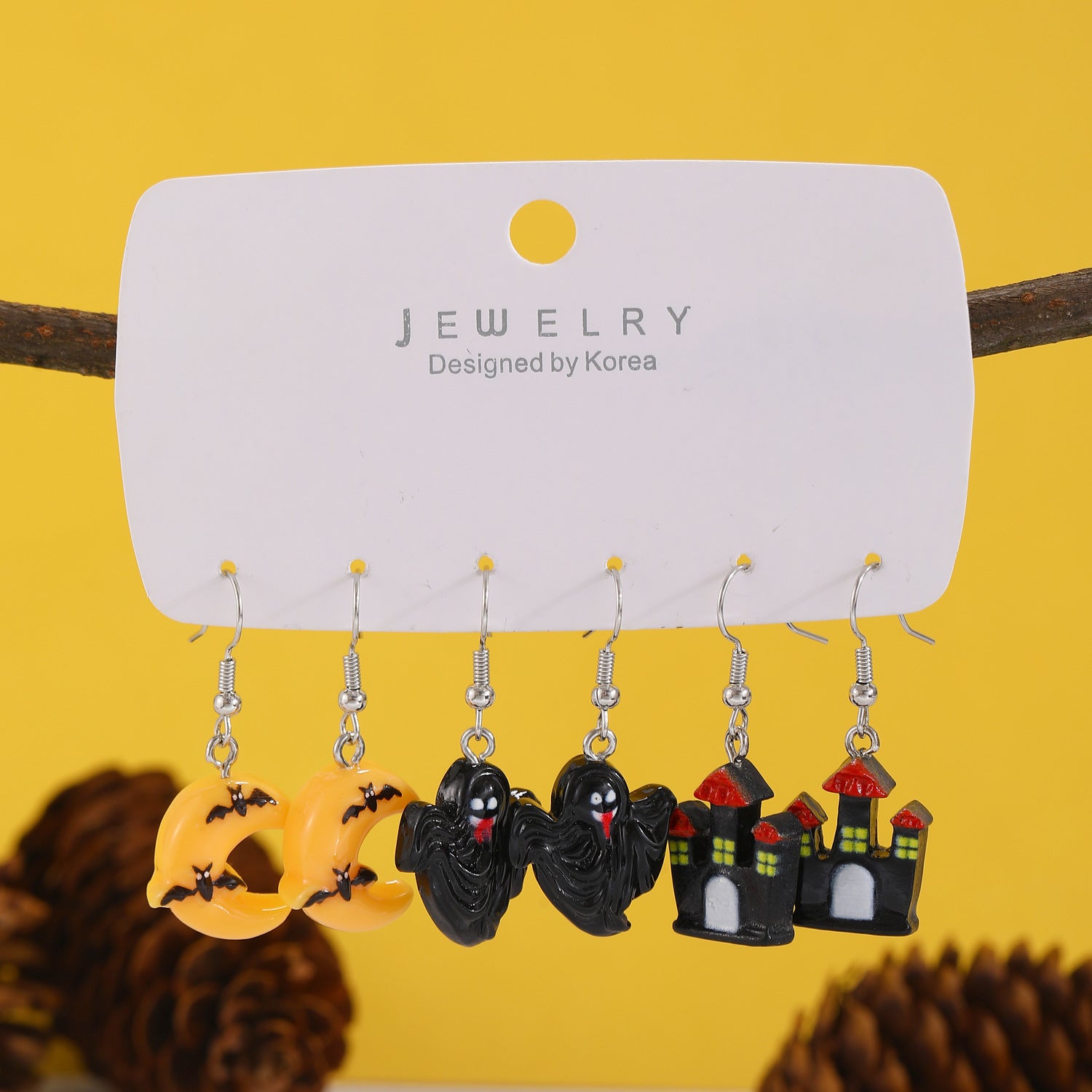 Wholesale  Pumpkin Ghost Earrings,  Resin Drop Earrings for Party,  Fashion Jewelry Accessory