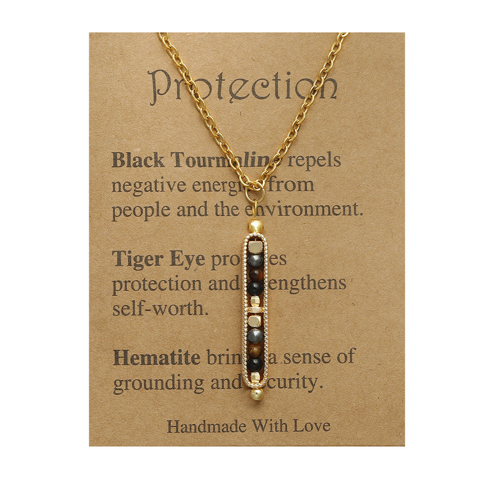 Wholesale Handmade Stone Pendant Necklace Stainless Steel Chain Jewelry Accessory for Women Boutique Resale