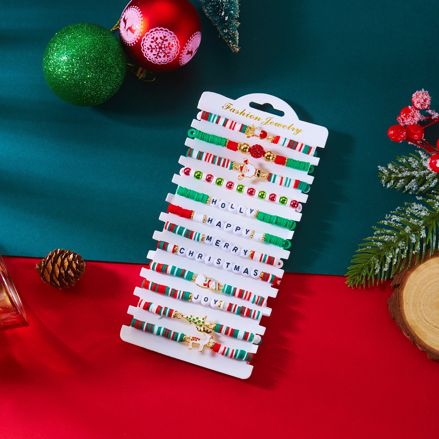 Wholesale Christmas Multi-layer Soft Ceramic Elk Bracelet Set