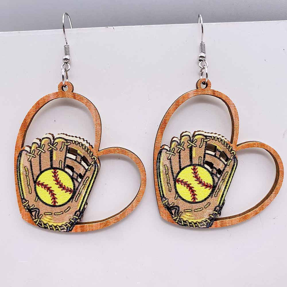 Wholesale Baseball Basketball Football Volleyball Vintage Wooden Earrings