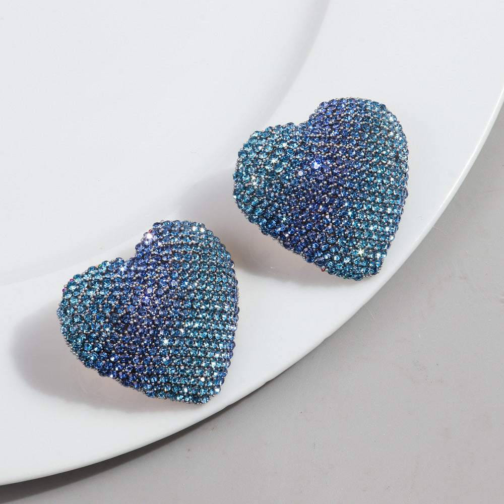 Wholesale Gradient Color Rhinestone Metal Earrings ACC-ES-ChouD004