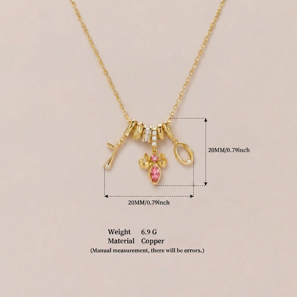 Wholesale Chic Multi Pendant Collarbone Necklace Copper Zircon Jewelry Accessory Boutique Resale Gift