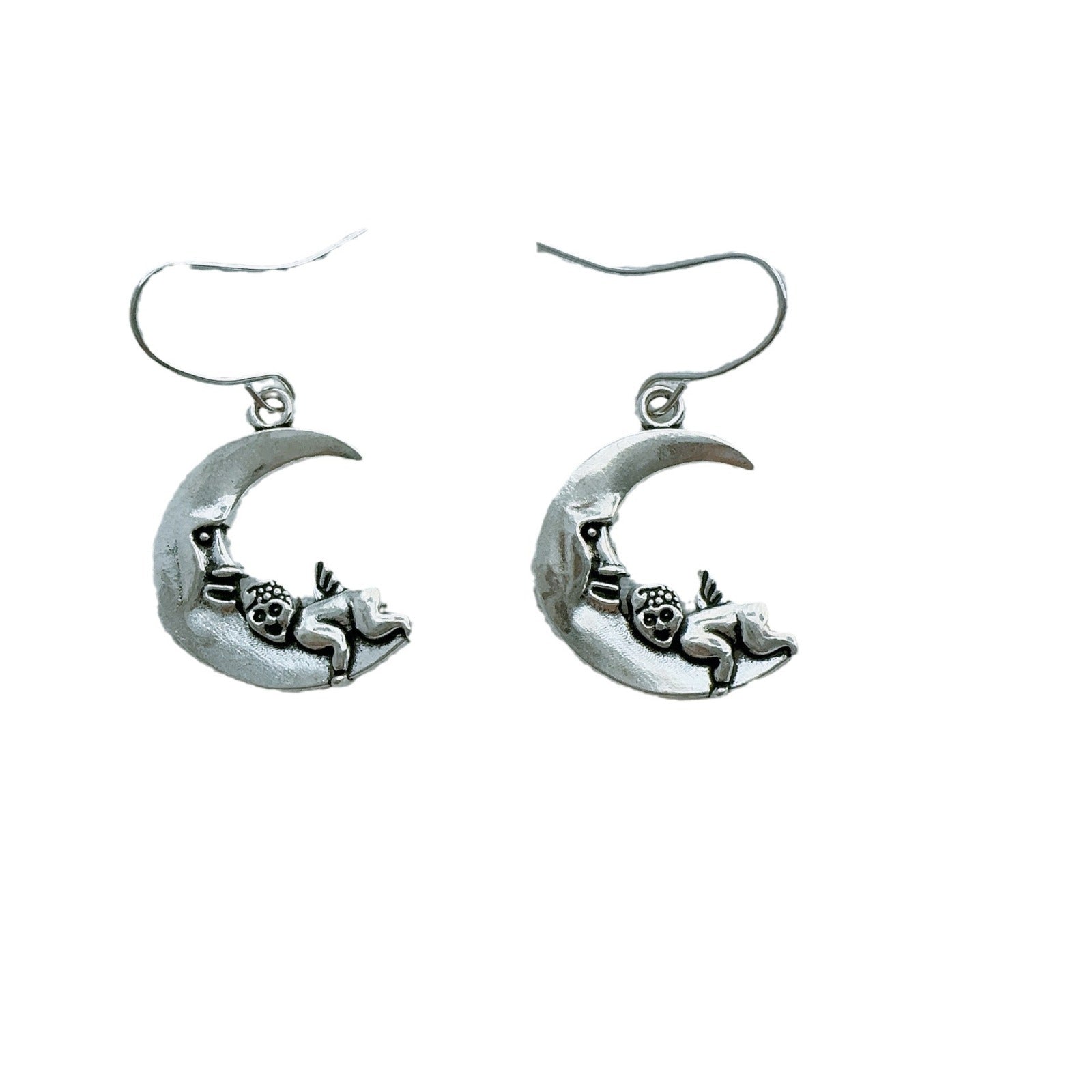 Wholesale  Retro Alloy Moon Angel Pendant Earrings