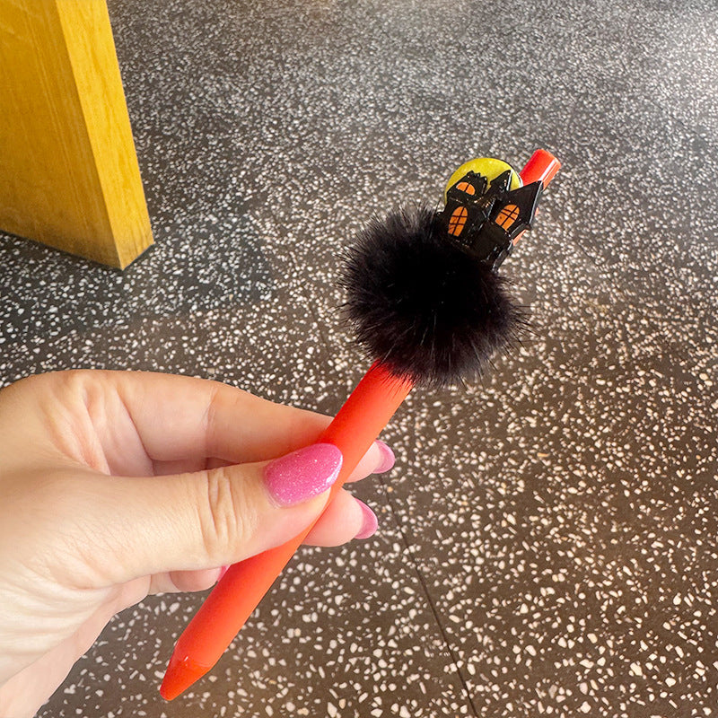 Wholesale Halloween Funny Creative Cartoon Fur Ball Press Ballpoint Pen