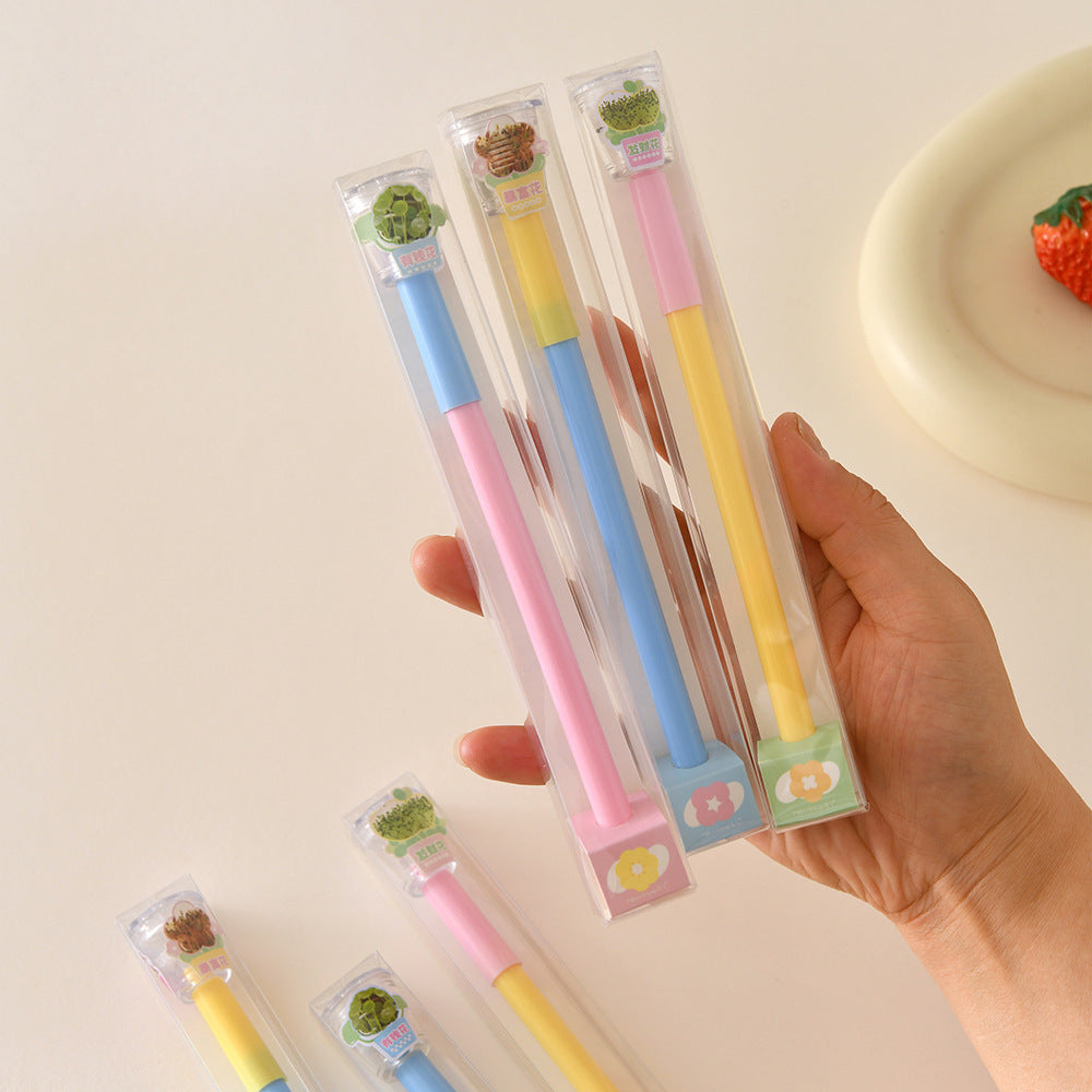 Wholesale  Creative Grass Pen Rich Flowers Rich Flowers Black Gel Pen  Ballpoint Pen