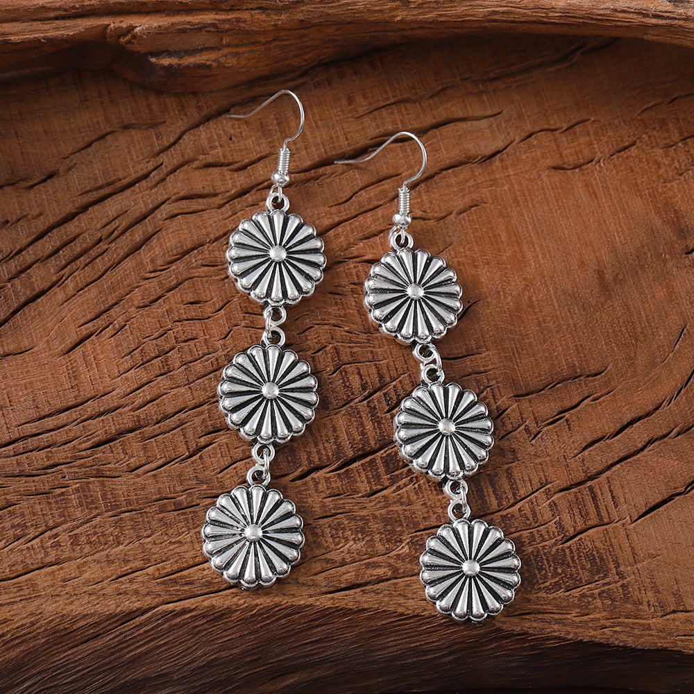 Wholesale Retro Floral Pumpkin Design Zinc Alloy Bracelet And Earrings Set Ethnic Style Jewelry For Everyday Wear And Gift Giving