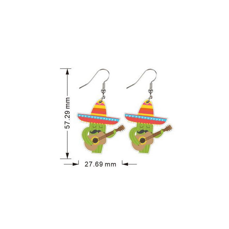 Wholesale Acrylic Cactus Earrings - Trendy Cinco de Mayo Party Jewelry Accessory for Women,  Gift &  Resale