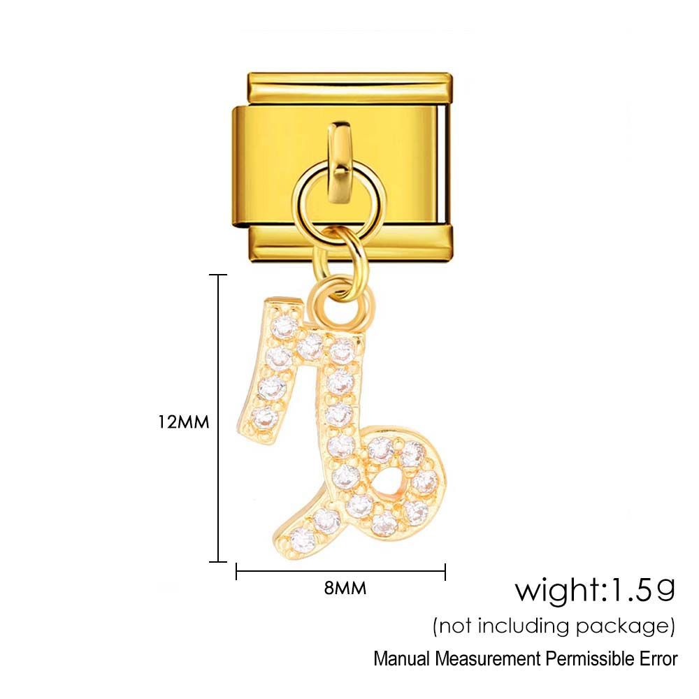 Wholesale 12 Zodiac Signs Rhinestone Pendant Bracelet Stainless Steel Fashion Jewelry Accessory Gift For Boutique Resale