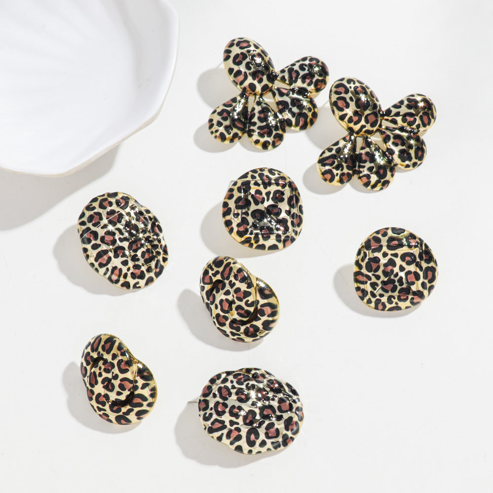 Wholesale  Retro Leopard Earrings  Geometric Leopard Earrings