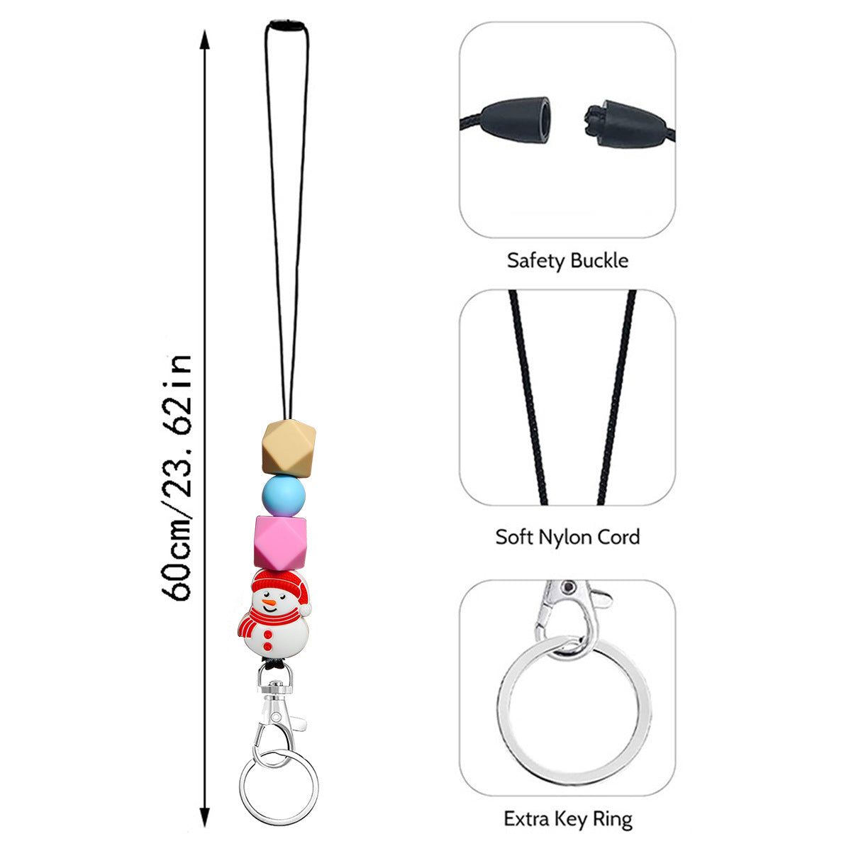Wholesale Silicone Round Irregular Beaded Christmas Series  Keychains