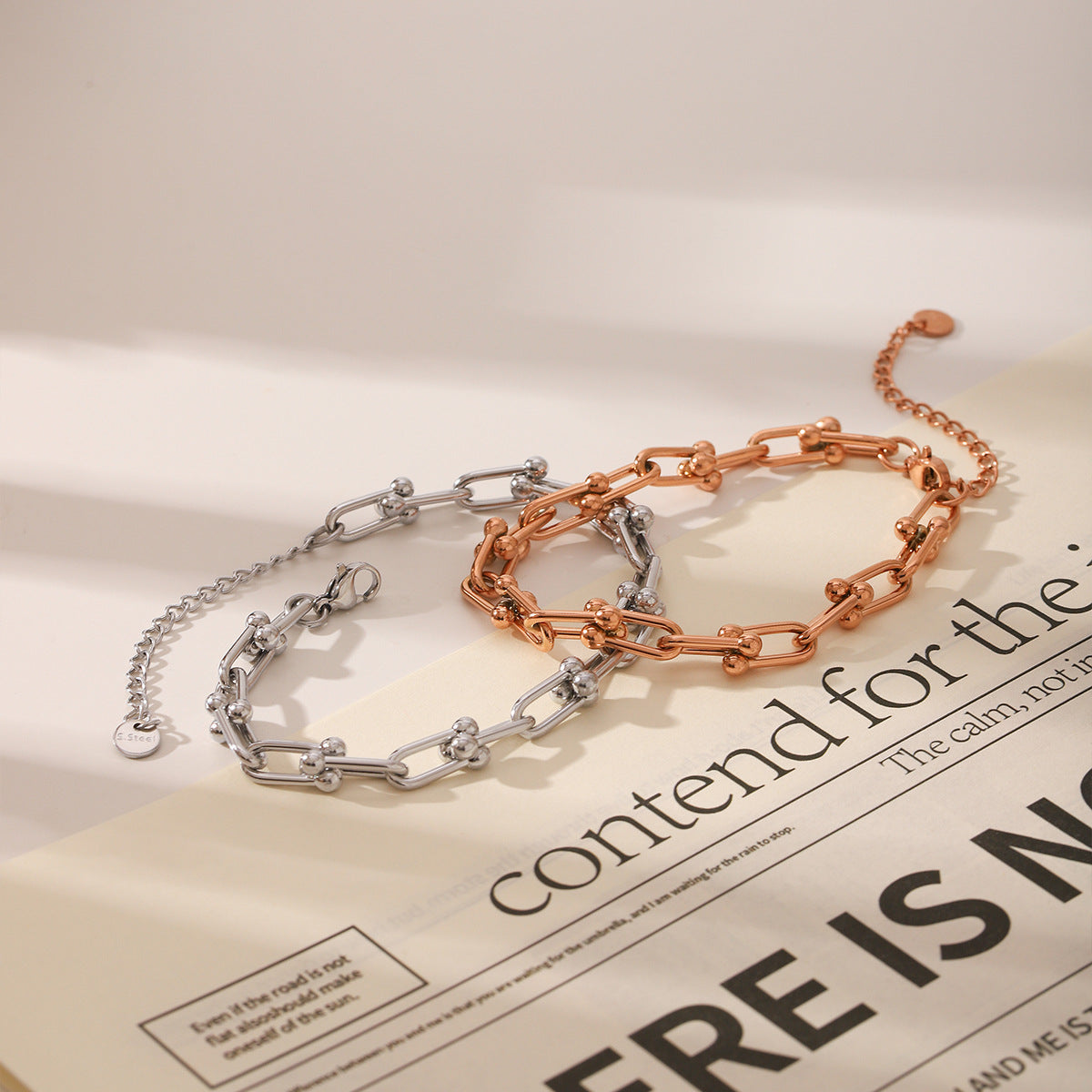 Wholesale  Gold Rose Gold U-shaped Horseshoe Buckle Titanium Steel Bracelet