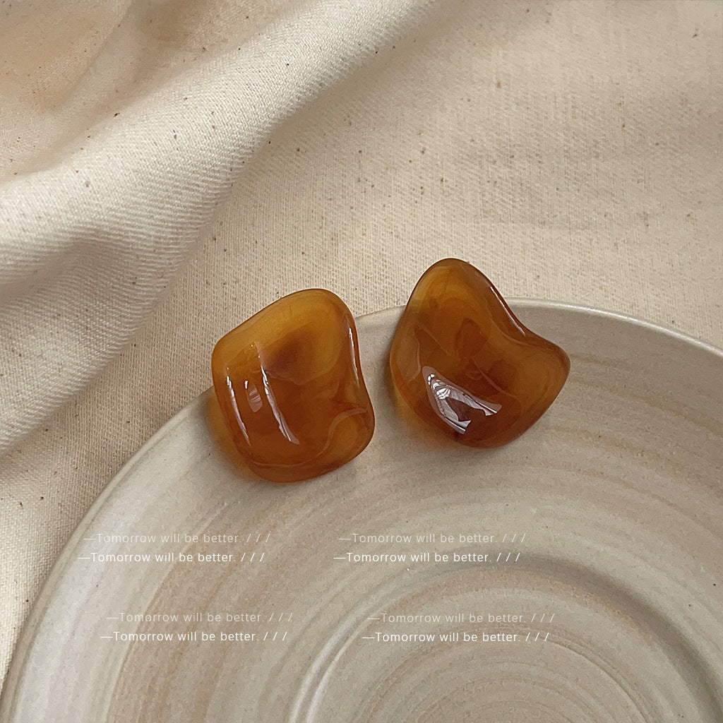 Wholesale Retro Coffee Color Earrings Geometric Blooming Acrylic Earrings ACC-ES-Eryu006