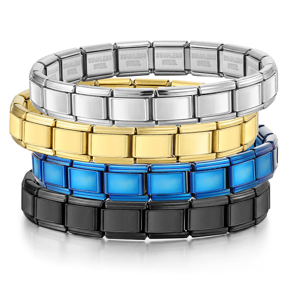 Wholesale Rectangular Concave Wide Base Module Bracelet Base Chain Stainless Steel DIY Craft Supply
