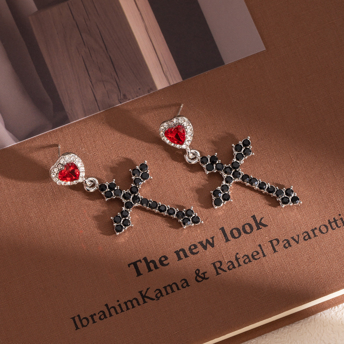 Wholesale Heart Diamond Cross Earrings