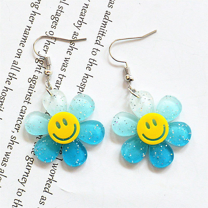 Wholesale Smiley Face Earrings Colorful Acrylic Flower Earrings ACC-ES-XN010