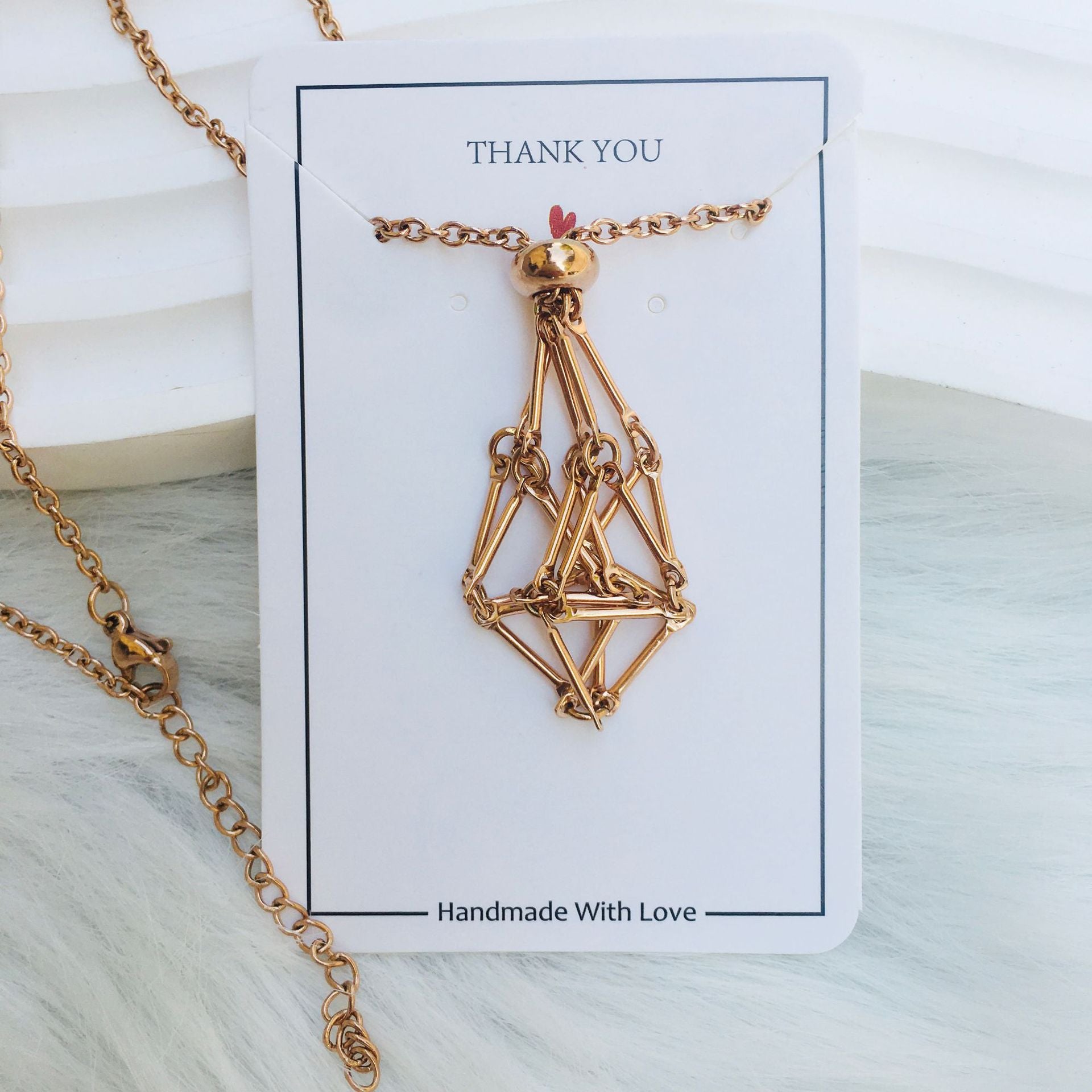 Wholesale Natural Stone Crystal Stainless Steel Bamboo Adjustable Hand Woven Net Pocket Necklace ACC-NE-RongGuan006