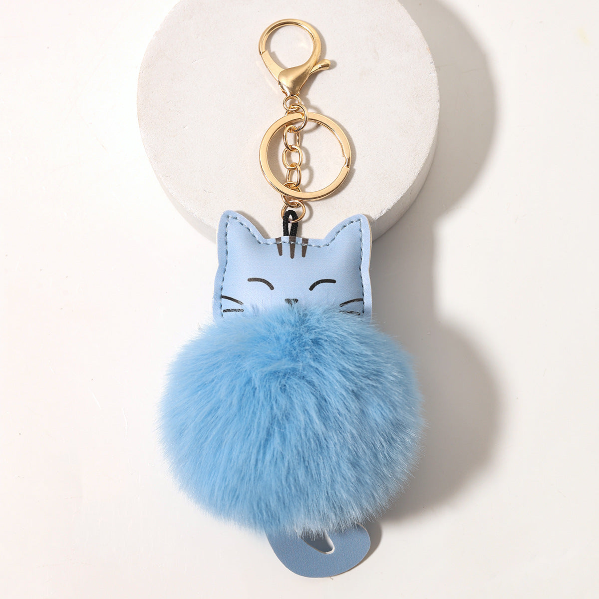 Wholesale Cartoon cat imitation rex rabbit plush ball key chain pendant lucky cat ladies bag car plush accessories