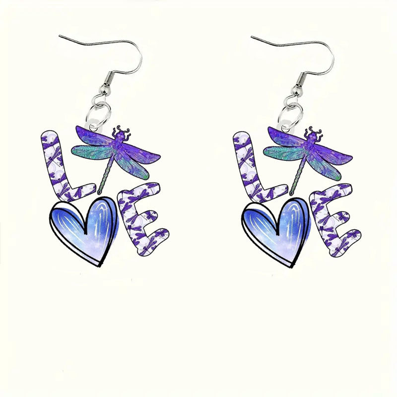 Wholesale Love Heart Purple Valentine's Day Earrings