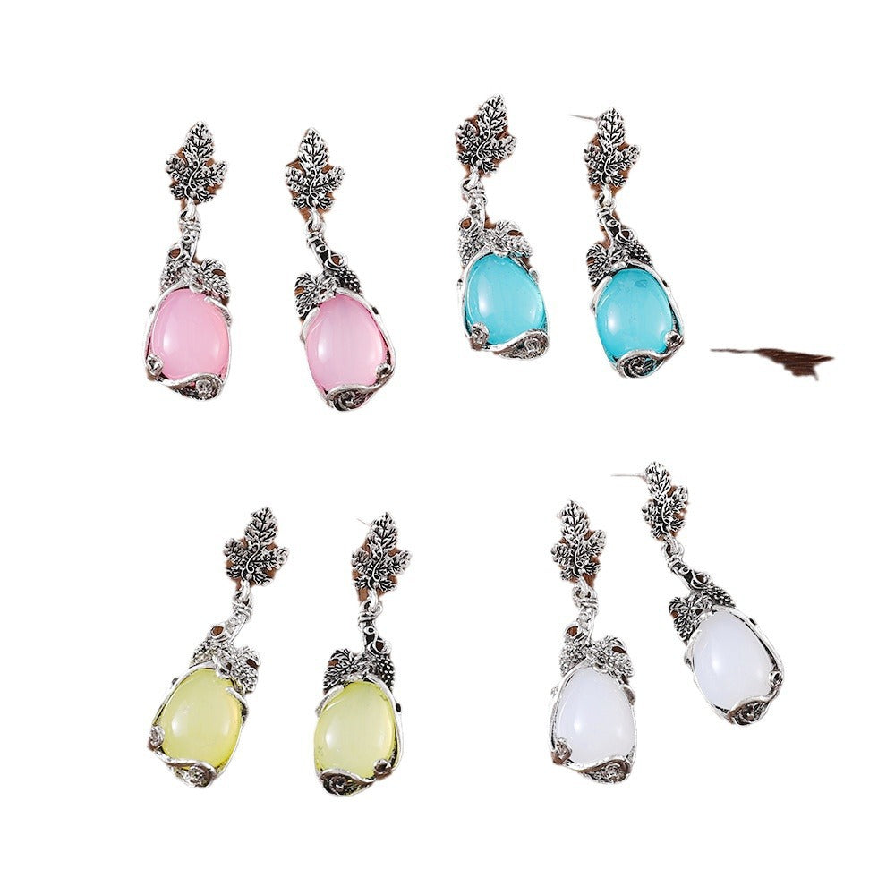 Wholesale  Grapevine Leaf Inlaid Opal Pendant Earrings