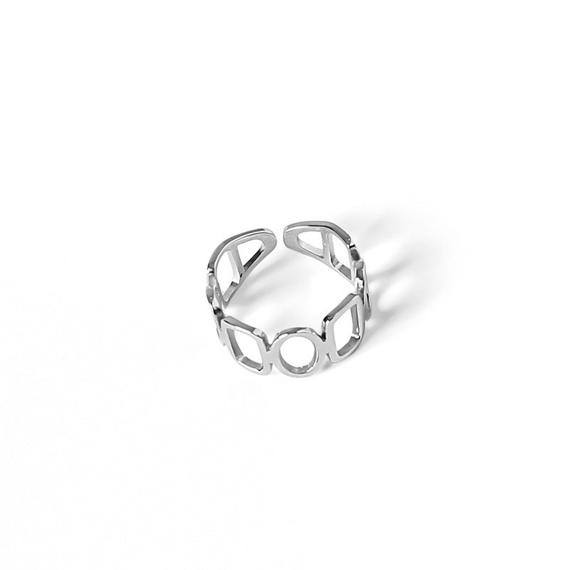 Wholesale Wide glossy geometric ring  all-match hollow square open ring