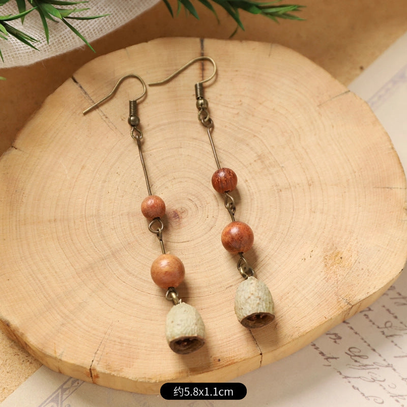 Wholesale Vintage Hand-made Plant Fruit Wood Earrings
