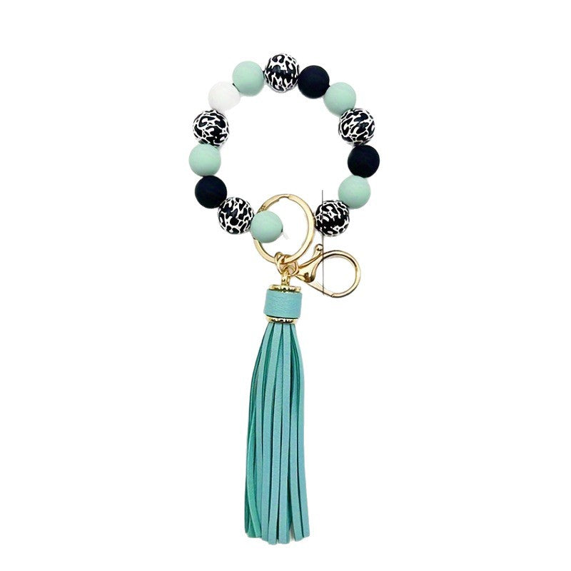 Wholesale Handmade Wooden Bead Keychain Bracelet Celestial Pattern Red Boutique Resale Accessory
