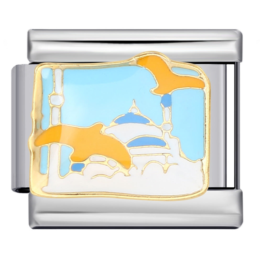 Wholesale  Italian Charm Bracelet 9mm DIY Splicing Removable Landscape Element Stainless Steel Composable Bracelet