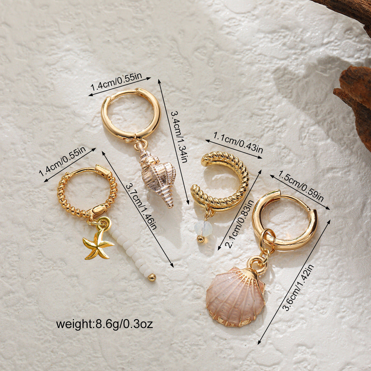 Wholesale color shell conch earrings bohemian earrings set