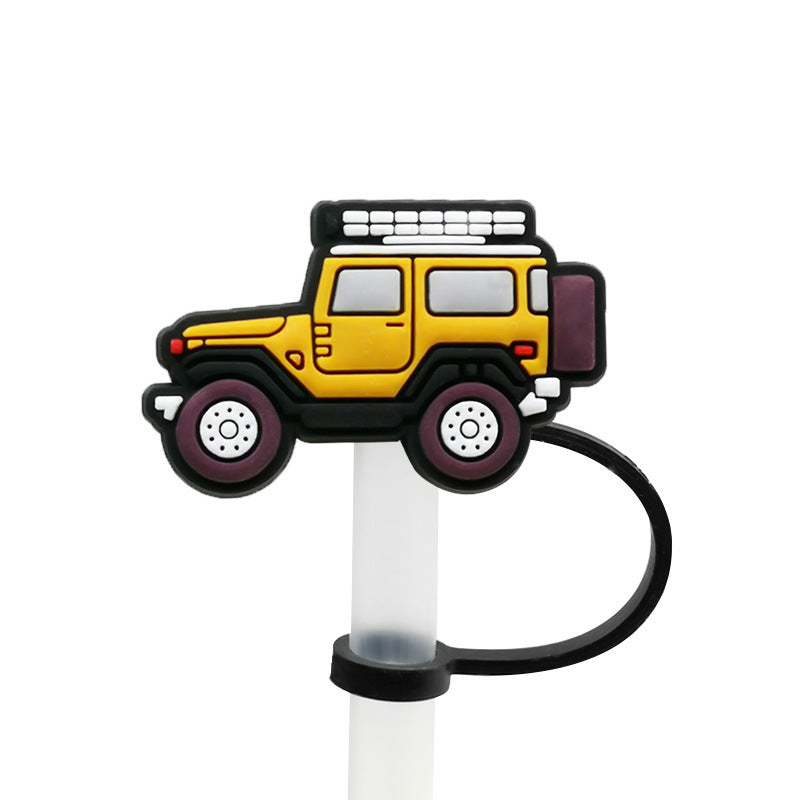 Wholesale 10PCS 7-8mm Space Transportation Vehicles with Silicone Straw Tube Cap Straw Decorations