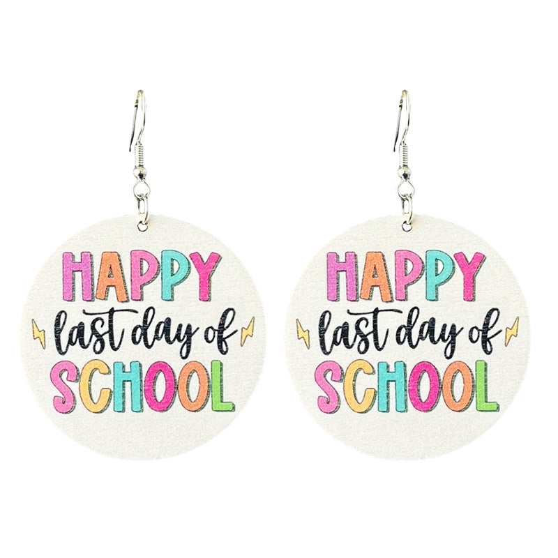 Wholesale Source Teachers Thank Zhou School for Theme Textual Wood Earrings