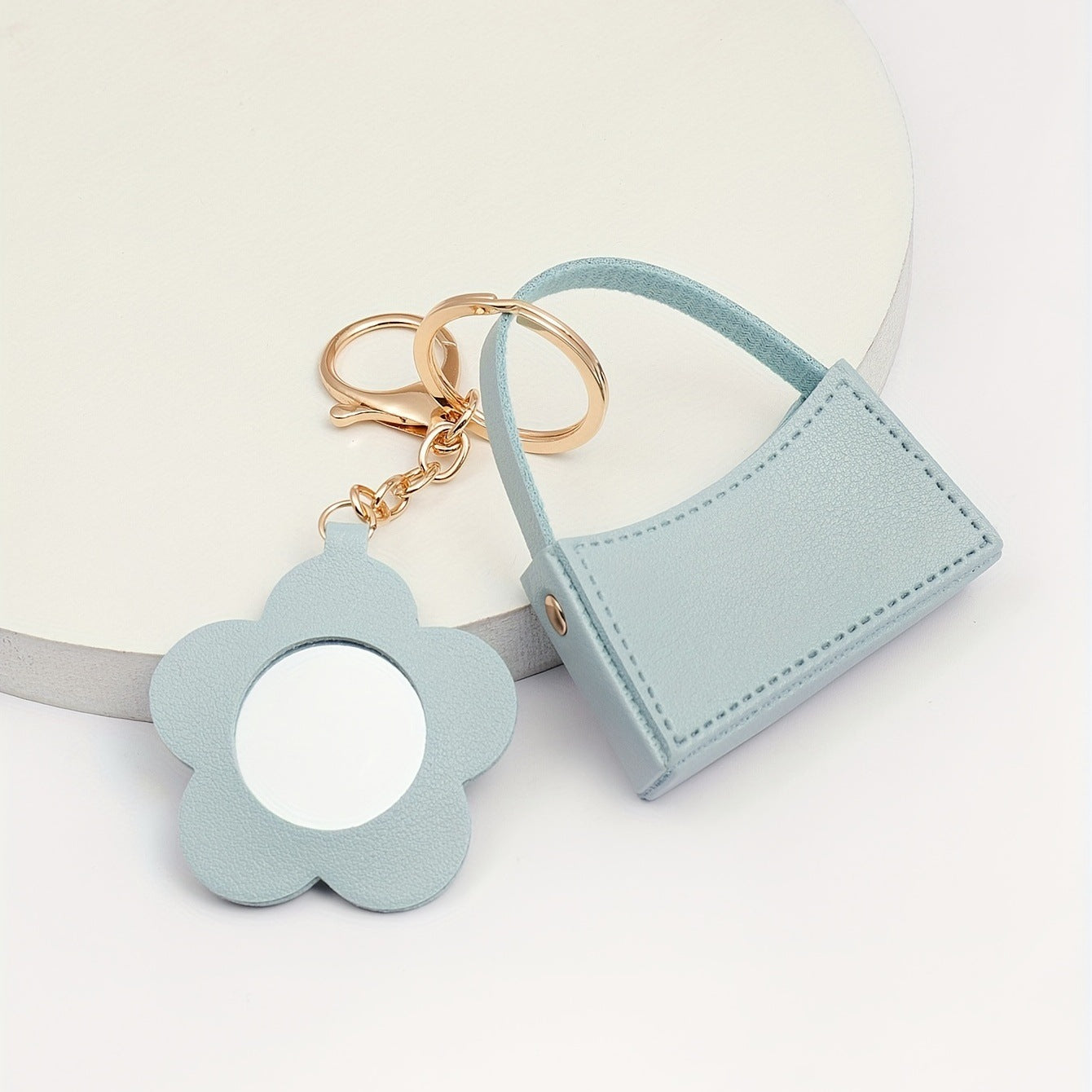 Wholesale Flower Mirror Small Curved Bag PU Leather Keychains ACC-KC-XTZ006