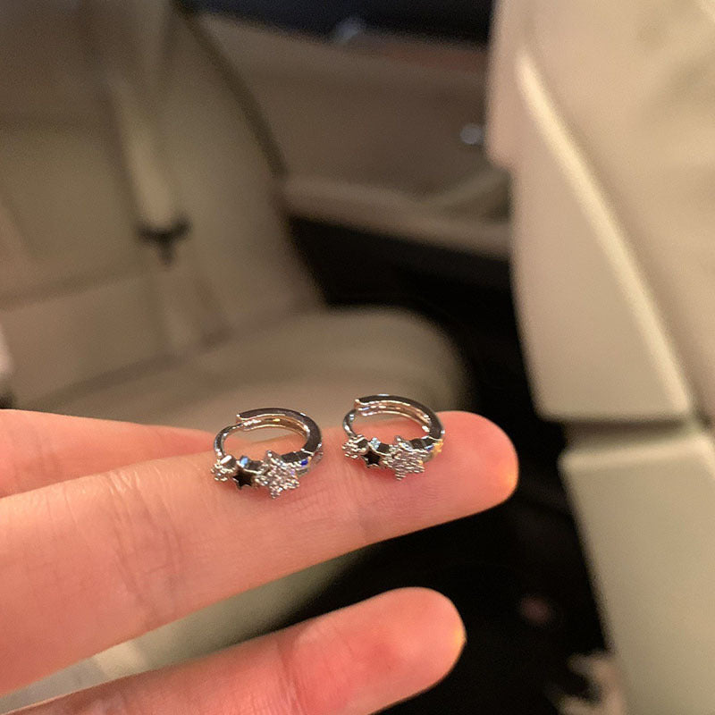 Wholesale Black star earrings with diamonds