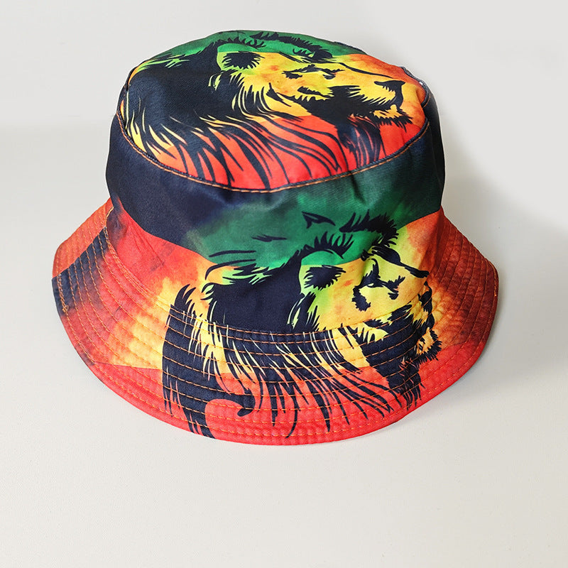 Wholesale Printed Cartoon Fisherman Hat,  Double-Sided Retro Sunshade,  Casual Outdoor Hat for Men Women