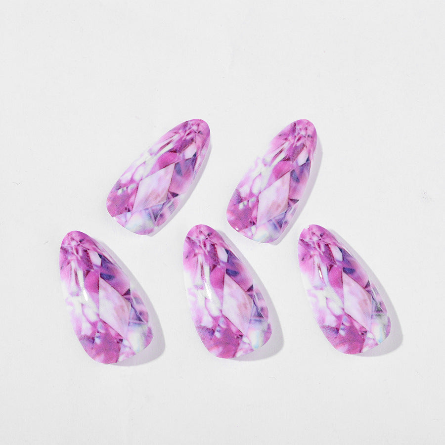 Wholesale 24pcs/box Glitter Nail Stickers Crystal Gradient Wearable Nails Press-on Nail Set ACC-NS-HaoYi034