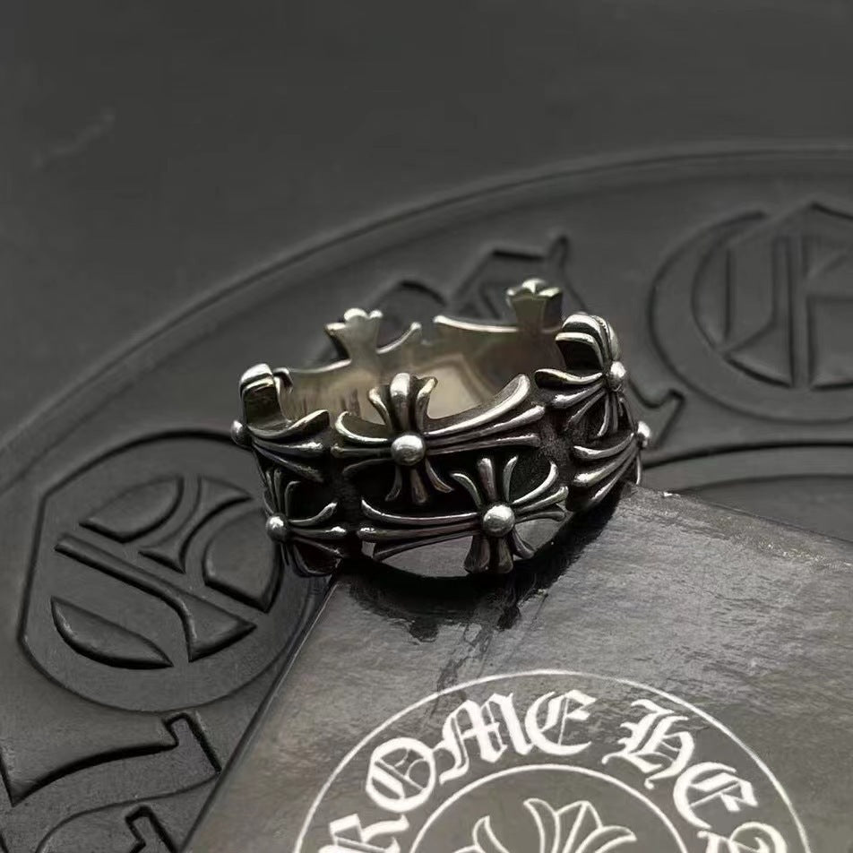 Wholesale Trendy Double Cross Couple Ring Adjustable Retro Color Zinc Alloy Fashion Accessory