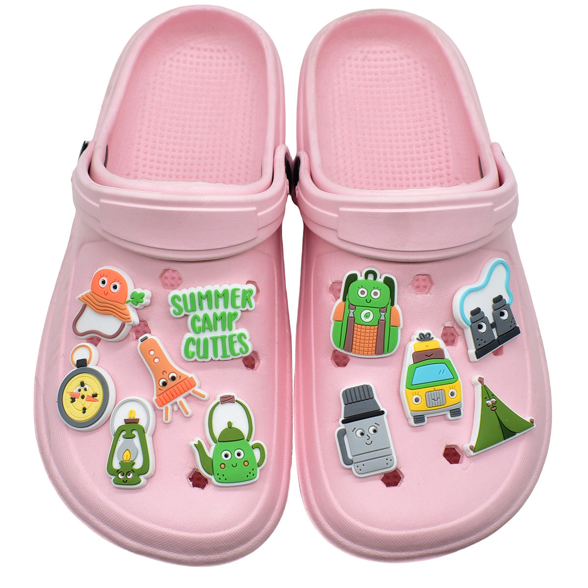 Wholesale Random 100pcs Cartoon Camping Series PVC Soft Rubber Shoe Buckle Decoration ACC-SC-RYY061