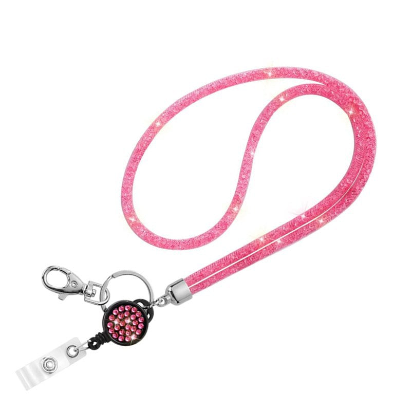 Wholesale Fishnet Rhinestone Lanyard Crystal Card Holder Lobster Keychain ACC-KC-LingYu001