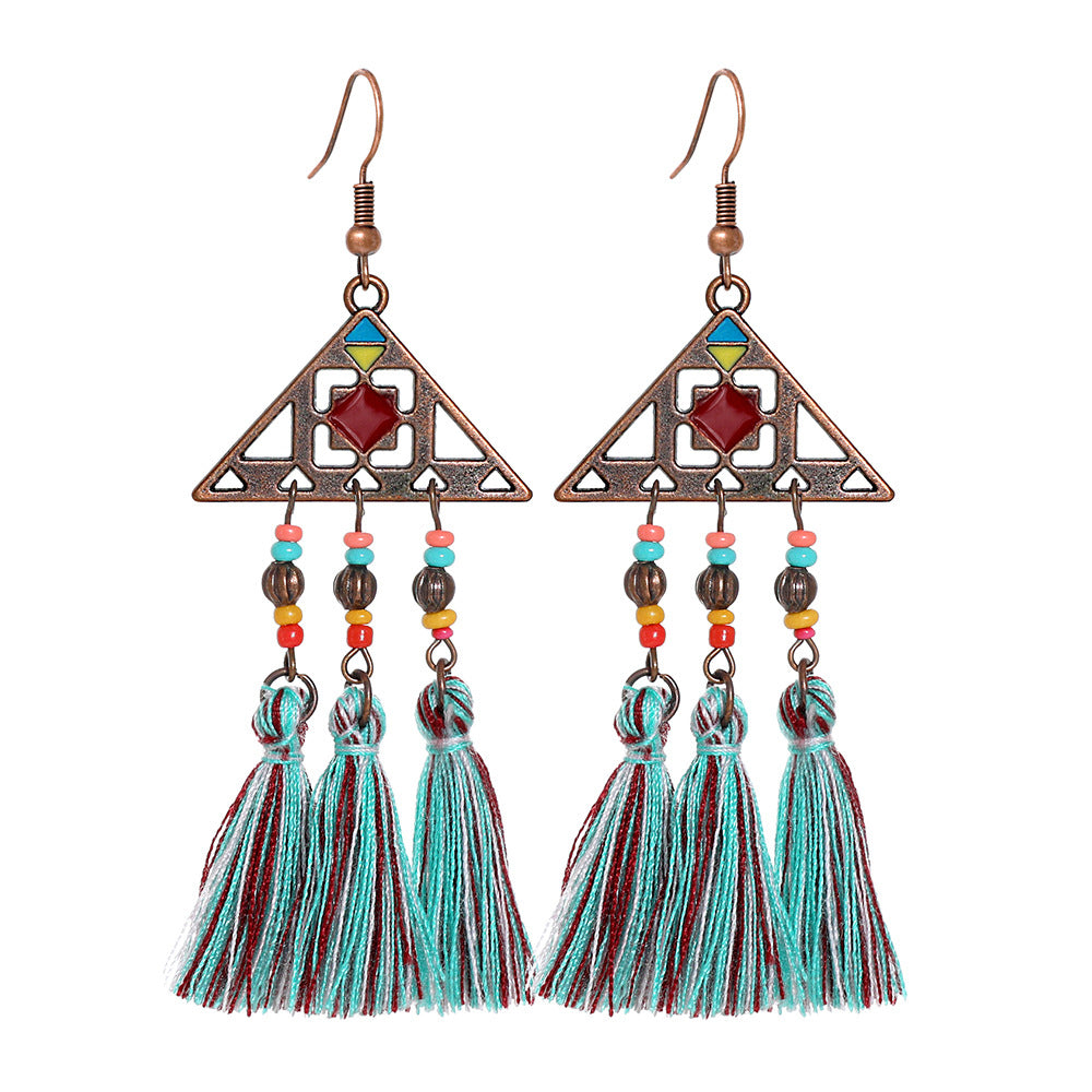 Wholesale Crystal Bohemian Tassel Earrings Vintage Style Women Jewelry Accessory for Everyday Gift