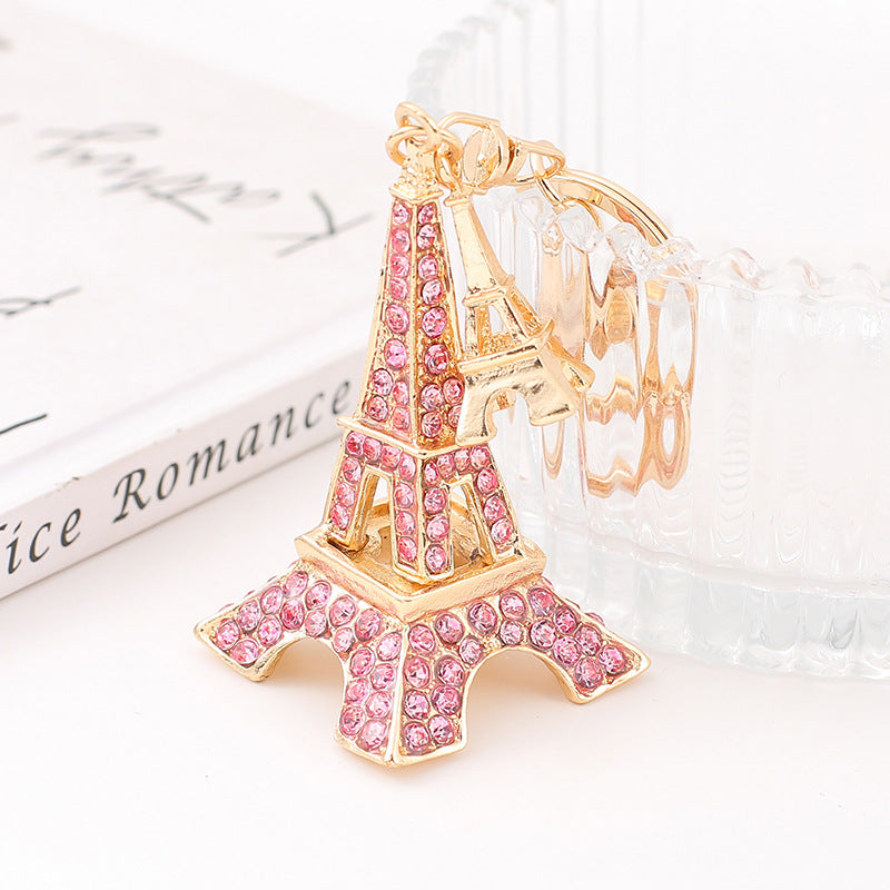 Wholesale Creative Rhinestone Paris Eiffel Tower Car Keychain