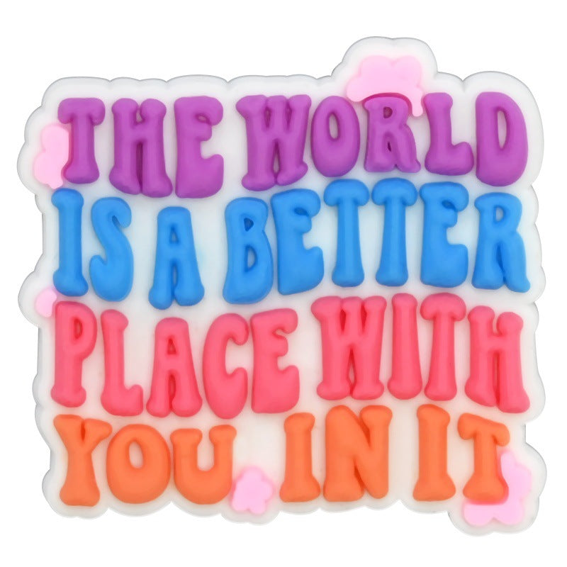 Decorazione casuale all'ingrosso della fibbia della scarpa di gomma morbida del PVC degli zoccoli della serie di frasi inglesi da 100 pezzi